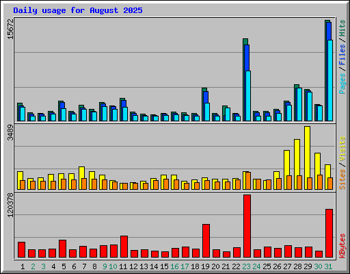 Daily usage for August 2025
